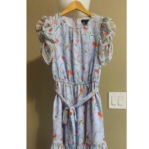 BANANA REPUBLIC Floral Puff-Sleeve Dress SIZE PETITE 00 GOOD AS NEW